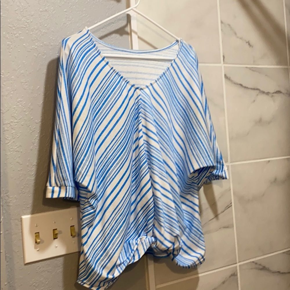 Blue and white blouse